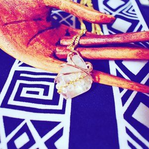 Rose aura quartz pendant